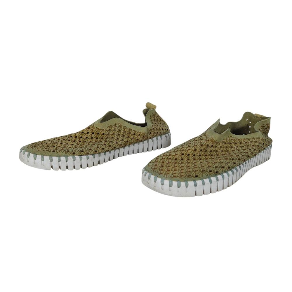Ilse Jacobsen Sneakers EU 39 Olive Green Perforated Suede Slip On Comfort Shoes